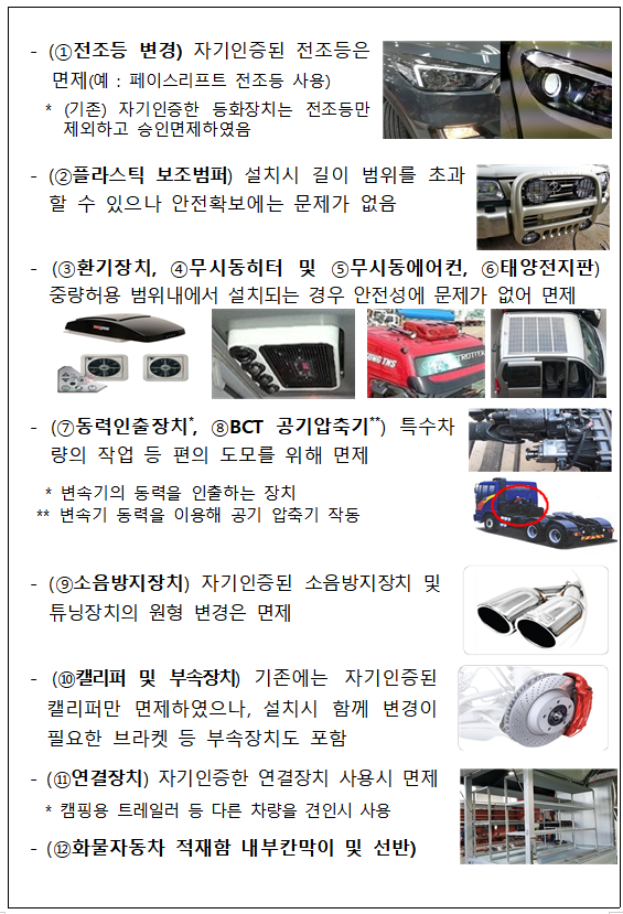 10.14일부터 전조등, 보조발판 등 27건 튜닝규제 완화 10.14일부터 전조등, 보조발판 등 27건 튜닝규제 완화